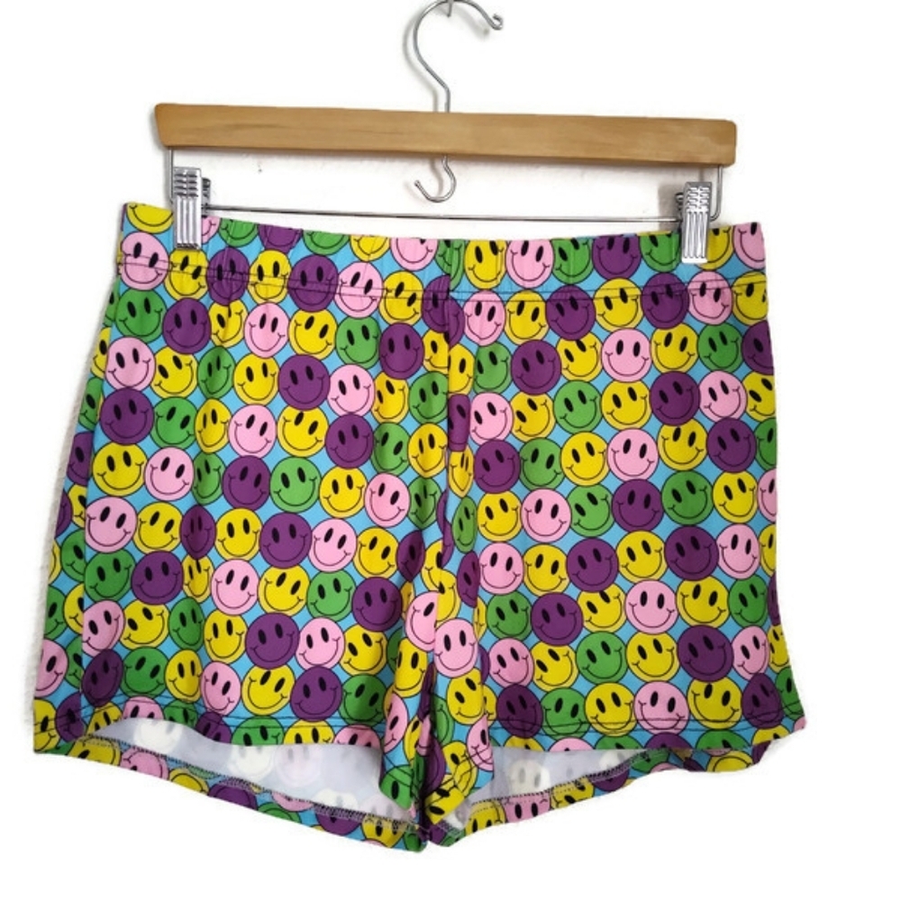 Main &Local Smiley Face Print 80's 90's Y2K  Retro Shorts Size Large